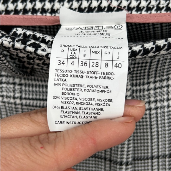 Marella Plaid Slim Ankle Pants Black White Houndstooth Stretch Trousers Sz 4 - Picture 8 of 13